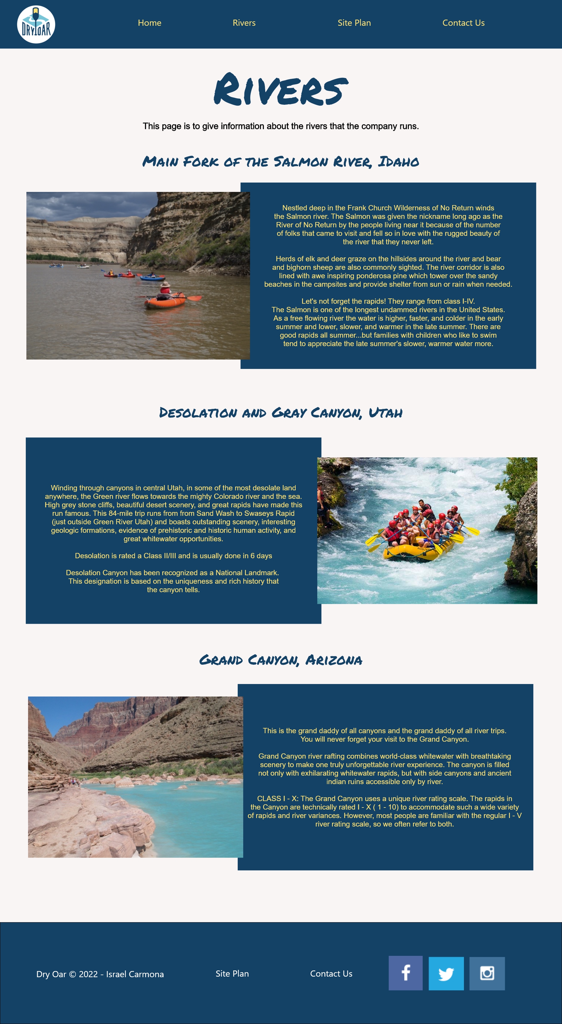 W08 Rafting Site Subpage Wireframe